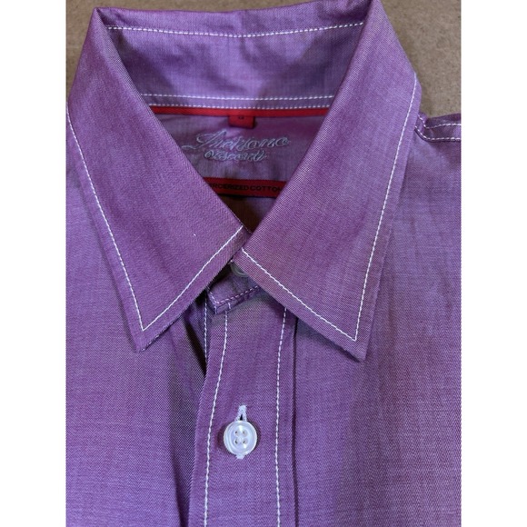 Luchiano Visconti Other - Luchiano Visconti 2-Ply Cotton Long Sleeve Shirt Mens Medium Iridescent Burgundy